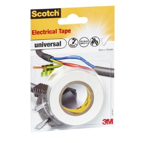 3M SCOTCH ELECTRICAL TAPE NASTRO ISOLANTE IN PVC 15MMx10M COLORE BIANCO